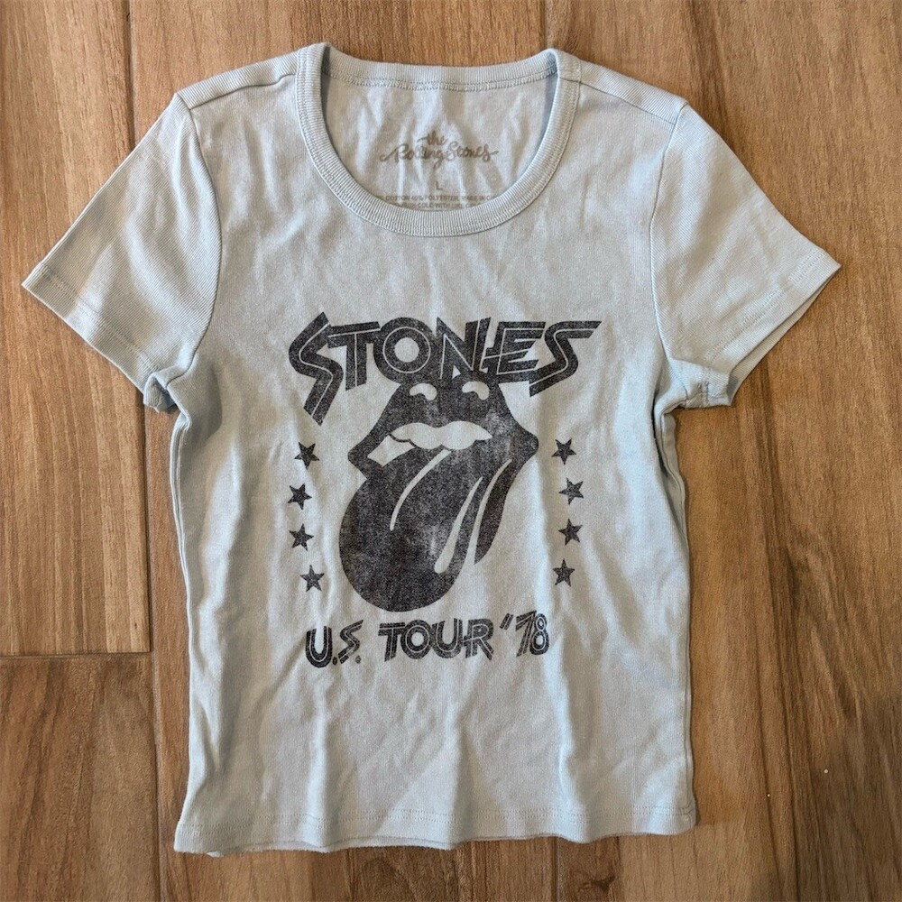 Rolling Stones U.S. Tour 78 Graphic T-Shirt Youth L Gray Short Sleeve Crew